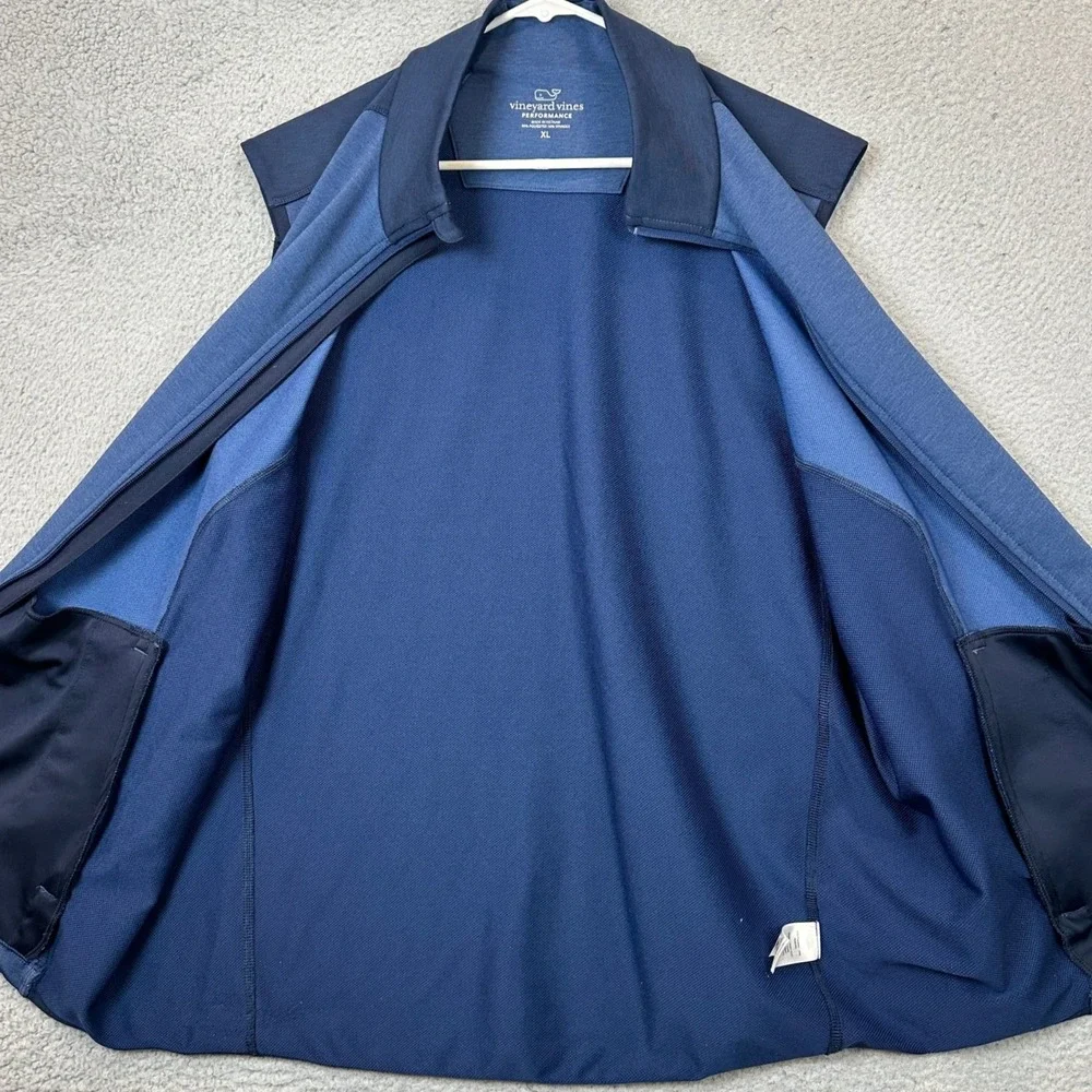 Vineyard Vines Vest Mens XL Performance Blue Full Zip Golf Mock Neck Stretch EUC